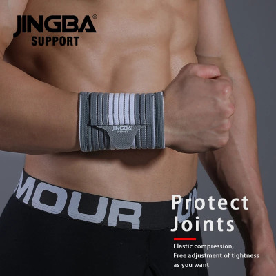 Comprar JINGBA-muñequera de 1 piezas para hombre, muñequera de apoyo para Fitness, levantamiento de pesas, equipo de protección, soporte para bádminton y tenis - AliExpress 18