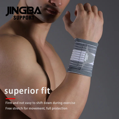 Comprar JINGBA-muñequera de 1 piezas para hombre, muñequera de apoyo para Fitness, levantamiento de pesas, equipo de protección, soporte para bádminton y tenis - AliExpress 18