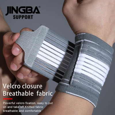 Comprar JINGBA-muñequera de 1 piezas para hombre, muñequera de apoyo para Fitness, levantamiento de pesas, equipo de protección, soporte para bádminton y tenis - AliExpress 18