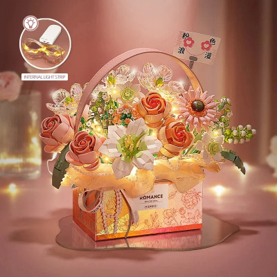 Bloques de construcción de ramo de flores para niños, caja de regalo portátil, serie de modelos de ladrillos, regalos creativos para niñas, Rosa - AliExpress 26