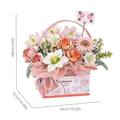 Bloques de construcción de ramo de flores para niños, caja de regalo portátil, serie de modelos de ladrillos, regalos creativos para niñas, Rosa - AliExpress 26