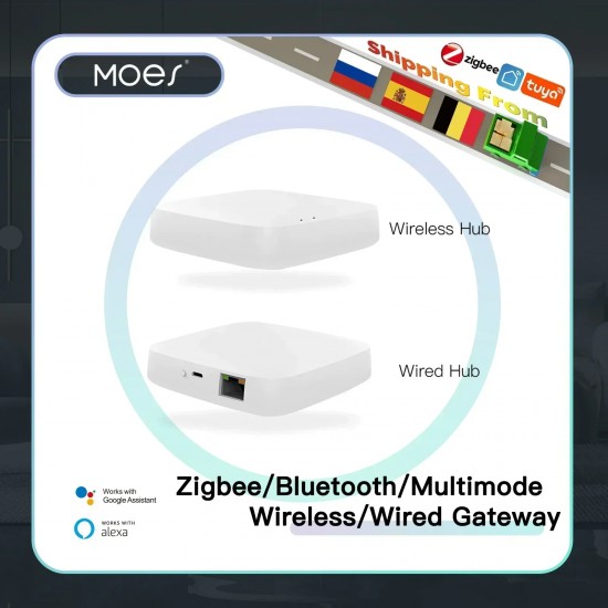 MOES-Hub de enlace inteligente Tuya ZigBee/BLE, control remoto inalámbrico con aplicación Smart Life, compatible con Alexa y Google Home 