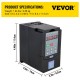 VEVOR Variador de Frecuencia VFD 1.5KW 7A 220-250V Convertidor de Frecuencia Variable Ajustable Variador de Frecuencia Monofásico o Trifásico Convertidor de Frecuencia 2HP