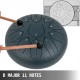 VEVOR Tambor de Lengüeta de Acero 11 Nota, Handpan de 25 cm, Tambor de Acero Colgante de Azul Marino, Instrumentos de Percusión de Tambores de Acero con Bolsa, Libro, Mazas y Soporte de Mazo