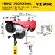 Buy Electric Hoist New 1500lbs Mini Electric Hoist Overhead Crane Garage Lifting Winch Remote Control