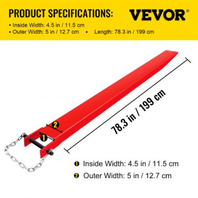 VEVOR Extensiones de Horquillas 200CM para Paletas