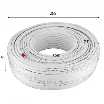 Tubería Suelo Radiante 200 m, Pex al Pex Tubo de Aluminio Temperatura 10~95 ℃, Tubo Pex al Pex, Tubería Multicapa Tubería de Oxígeno-Calefacción para Calefacción de Suelos Radiantes Color Blanco