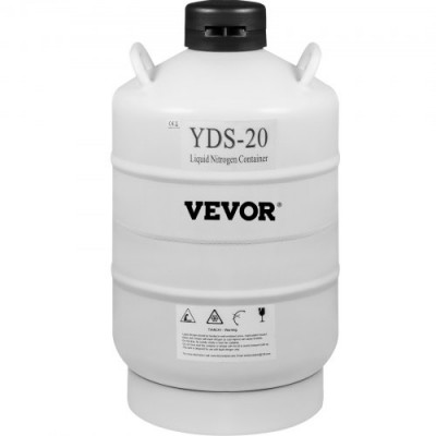 VEVOR Contenedor de Nitrógeno de 20L, Contenedor de Nitrógeno Líquido de Aluminio para Aviación 20L, Tanque de Nitrógeno Líquido con Tapa Bloqueable, Tapón de PU, Tanque de Nitrógeno Líquido