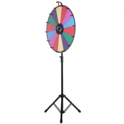 Rueda de Premio Mesa de Color 61 cm con Trípode Plegable, Soporte de 14 Ruedas, Rueda de Color con Pies de Goma Antideslizantes, Altura Ajustable de 117-155cm, Peso de 4,3 kg de Alta Resistencia