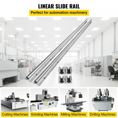 VEVOR Guia Lineal Carriles de Deslizamiento Lineal y Bloques 2 Piezas de Ejes SBR20 y 4 Bloques de Cojinete SBR20UU Juego Guías de Rodamiento Lineal