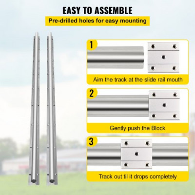 VEVOR Guia Lineal Carriles de Deslizamiento Lineal y Bloques 2 Piezas de Ejes SBR20 y 4 Bloques de Cojinete SBR20UU Juego Guías de Rodamiento Lineal