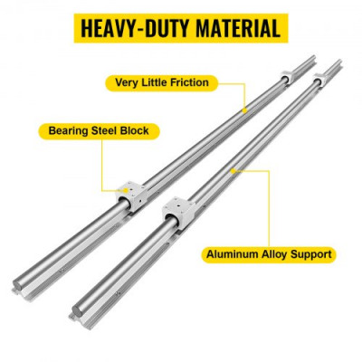 VEVOR Guia Lineal 2 X SBR20 1800mm Riel Lineal 20mm Eje Totalmente Soportado Varilla 4 SBR20UU Bloque