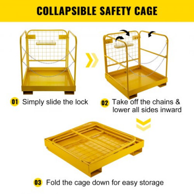 VEVOR Jaula de Seguridad Capacidad de 500kg de Plataforma 36x36x39 \'\' Carretilla Elevadora Plataforma de Trabajo Canasta de Plataforma de Trabajo