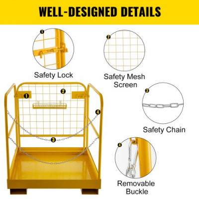 VEVOR Jaula de Seguridad Capacidad de 500kg de Plataforma 36x36x39 \'\' Carretilla Elevadora Plataforma de Trabajo Canasta de Plataforma de Trabajo