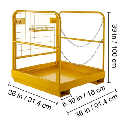 VEVOR Jaula de Seguridad Capacidad de 500kg de Plataforma 36x36x39 \'\' Carretilla Elevadora Plataforma de Trabajo Canasta de Plataforma de Trabajo