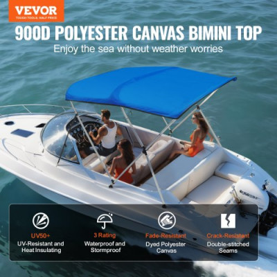 VEVOR Toldo Bimini Barco Bimini con 3 Arcos 137-152 cm en Poliéster Aluminio 900D