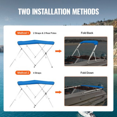 VEVOR Toldo Bimini Barco Bimini con 3 Arcos 137-152 cm en Poliéster Aluminio 900D