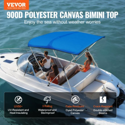 VEVOR Toldo Bimini Barco Bimini con 3 Arcos 155-167 cm en Poliéster Aluminio 900D