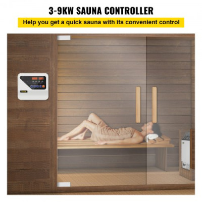 Controlador de Calentador de Sauna Externo 380-415 V,3-9 kW Controlador de Sauna de Sala en Casa Instalado en La Pared Controlador de Estufa de Calentador Eléctrico de Sauna para Sauna, Resort