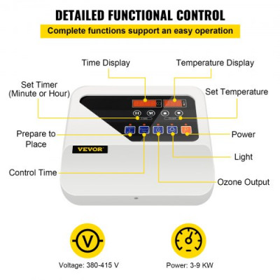 Controlador de Calentador de Sauna Externo 380-415 V,3-9 kW Controlador de Sauna de Sala en Casa Instalado en La Pared Controlador de Estufa de Calentador Eléctrico de Sauna para Sauna, Resort