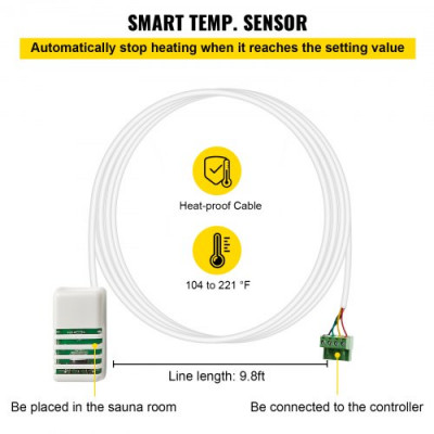 Controlador de Calentador de Sauna Externo 380-415 V,3-9 kW Controlador de Sauna de Sala en Casa Instalado en La Pared Controlador de Estufa de Calentador Eléctrico de Sauna para Sauna, Resort