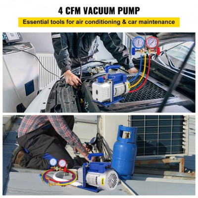 VEVOR Bomba de Vacío Aire Acondicionado 4CFM 1/3HP Sistema Refrigeración Coche