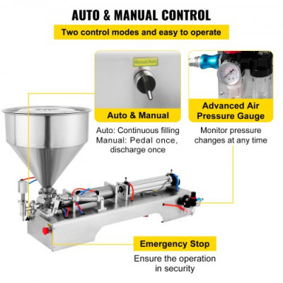 Máquina de Llenado de Líquidos de 50-500 ml 0-30 Botellas / min Máquina de Llenado de Pasta Neumática para Pasta Líquida