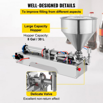 Máquina de Llenado de Líquidos de 50-500 ml 0-30 Botellas / min Máquina de Llenado de Pasta Neumática para Pasta Líquida