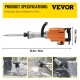 Buy Demolition Hammer 1500W Professional Electric Hammer, 50J Demolition Hammer, 1450-1900BPM with Flat Chisel, Pointed Chisel and Complete Accessories 2 Handles for Concrete and Masonry