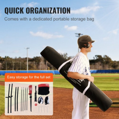 VEVOR Red de Entrenamiento de Béisbol y Softbol 244x211 cm, Red para Golpear, Atrapar, Lanzar, Equipo de Béisbol con Estructura en Arco, Bolsa de Transporte, Zona de Golpe, Pelota, Tee, Colector