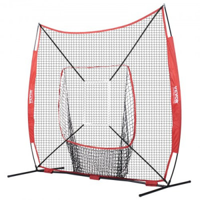 VEVOR Red de Entrenamiento de Béisbol y Softbol 244x211 cm, Red para Golpear, Atrapar, Lanzar, Equipo de Béisbol con Estructura en Arco, Bolsa de Transporte, Zona de Golpe, Pelota, Tee, Colector