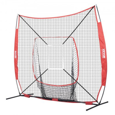 VEVOR Red de Entrenamiento de Béisbol y Softbol 244x211 cm, Red para Golpear, Atrapar, Lanzar, Equipo de Béisbol con Estructura en Arco, Bolsa de Transporte, Zona de Golpe, Pelota, Camiseta de Bateo