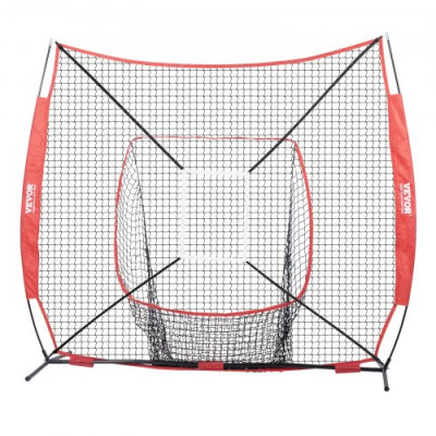 VEVOR Red de Entrenamiento de Béisbol y Softbol 244x211 cm, Red para Golpear, Atrapar, Lanzar, Equipo de Béisbol con Estructura en Arco, Bolsa de Transporte, Zona de Golpe, Pelota, Camiseta de Bateo