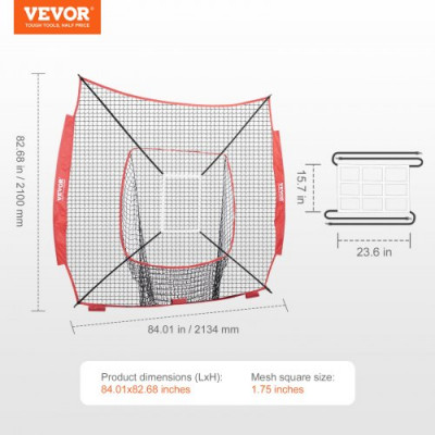 VEVOR Red de Entrenamiento de Béisbol de Softbol Red de Lanzamiento de Béisbol Portátil de 84