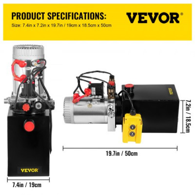 Bomba Hidráulica con Doble Efecto 8L para Remolque de Coches Depósito de Metal