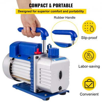 Bomba de Vacío 9CFM 1HP JB 220V 50Hz Bomba de Vacío de Etapa única 15 Micras 1,720rpm 1/4" 3/8" SAE Bomba de Vacío de Refrigeración para Aire Acondicionado Doméstico Mantenimiento de Automóvil