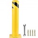 Bolardo de Seguridad Metal 61CM de Altura Bolardo de Acero Amarillo Tráfico Bolardo de Tubo de Acero para Seguridad del Tráfico