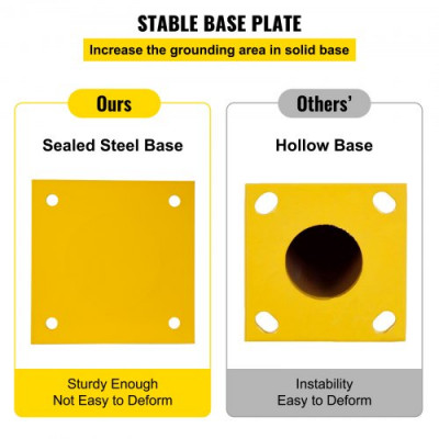 Bolardo de Seguridad Metal 106.6CM de Altura Bolardo de Acero Amarillo Tráfico Bolardo de Tubo de Acero para Seguridad del Tráfico