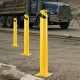 Bolardo de Seguridad Metal 106.6CM de Altura Bolardo de Acero Amarillo Tráfico Bolardo de Tubo de Acero para Seguridad del Tráfico