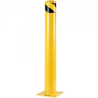 Bolardo de Seguridad Metal 106.6CM de Altura Bolardo de Acero Amarillo Tráfico Bolardo de Tubo de Acero para Seguridad del Tráfico