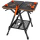 Buy 2 in 1 Folding Work Table Suitable as a Saw Stand Load 454 kg Adjustable Heights Steel Legs Tool Holder Quick Clamp 4 Clamps 2 Hooks for Garage Workshop