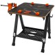 Buy 2 in 1 Folding Work Table Suitable as a Saw Stand Load 454 kg Adjustable Heights Steel Legs Tool Holder Quick Clamp 4 Clamps 2 Hooks for Garage Workshop