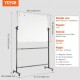 Buy Rolling Magnetic Whiteboard 122x91.5 cm Double Sided Mobile Whiteboard Dry Erase Board with Reversible Whiteboard Stand 360° Adjustable Height with 3 Markers 1 Eraser