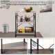 Buy 3 Tier Kitchen Bakers Rack Utility Storage Shelving 60 x 40 x 72 cm with 8 Hooks 50kg Capacity Microwave Oven Holder Rack, Light Ivory