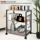 Buy 3 Tier Kitchen Bakers Rack Utility Storage Shelving 60 x 40 x 72 cm with 8 Hooks 50kg Capacity Microwave Oven Holder Rack, Light Ivory