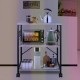 Buy 3 Tier Kitchen Bakers Rack Utility Storage Shelving 60 x 40 x 72 cm with 8 Hooks 50kg Capacity Microwave Oven Holder Rack, Light Ivory