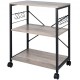 Buy 3 Tier Kitchen Bakers Rack Utility Storage Shelving 60 x 40 x 72 cm with 8 Hooks 50kg Capacity Microwave Oven Holder Rack, Light Ivory