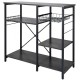 Buy 5 Tier Kitchen Bakers Rack Utility Storage Shelving 90 x 40 x 84 cm with 8 Hooks 118kg Capacity Microwave Oven Stand Shelf, Dark Grey