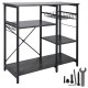 Buy 5 Tier Kitchen Bakers Rack Utility Storage Shelving 90 x 40 x 84 cm with 8 Hooks 118kg Capacity Microwave Oven Stand Shelf, Dark Grey