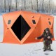 Koop IJsvisschuilplaatsen, 360 x 180 x 205 cm wintervistent Oxford-stof, 300D PVC waterdichte draagbare schuilplaats oranje tent met 2 deuren 4 ramen, voor 8 personen